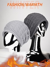 economico Cappelli da donna-berretto lavorato a maglia da donna – cappello caldo e morbido per l&#039;inverno, berretto casual elasticizzato per viaggi all&#039;aperto e uso quotidiano