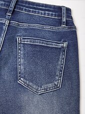 preiswerte Hose-Damen Weiblich Jeans Volle Länge Knöchellang Baumwolle Denim Dehnbar Elegant Lässig Dunkelblau Sommer Herbst Ganzjahresmode S M L