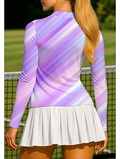 Χαμηλού Κόστους Γυναικείο πουκάμισο-Γυναικεία Βαθμίδα Αφηρημένη τέχνη Μπλούζες Αθλητικό πουκάμισο Πουκάμισο τένις Μπλούζα τένις Μακρυμάνικο Φερμουάρ Λουλουδάτο UPF50