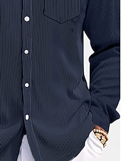 abordables Camisas informales elegantes para hombre-Hombre Camisa Camisa casual Camisa de Pana Abotonar la camisa Azul Marino Manga Larga Plano Cuello Vuelto Casual Exterior Bolsillo Ropa Moda Casual