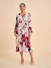 economico Abiti da donna-Da donna Femminile Vestito Casual Borgogna Manica Lunga Maniche Corte Estate Primavera Tutte le stagioni Scollo a V Elegante XS S M