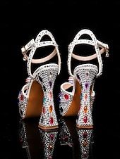 cheap Platform Sandals-Women's Rhinestone Platform High Heel Sandals with Matching Clutch - Sparkly Formal Dress Shoes for Cocktail Parties, Weddings and Elegant Events