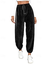 halpa Suorat Housut-Naisten Veryttelyhousut Fleece-housut Kiinalainen Loma Vintage Katutyyli Täyspitkä Keskikorkea vyötärö Tavallinen Tasku Joustava vyötärö Pidä lämpimänä Mikrojoustava Elastinen Päivittäin ulko- Loma