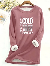 abordables Sweatshirts en polaire-Femmes Pyjama sweat-shirt doublé polaire Sweatshirt Pull Pull Sweat-shirts Lettre Chaud Streetwear Occasionnel manche longue Col ras du cou Hauts Longs Maison Tenue Quotidienne Occasionnel Imprimé