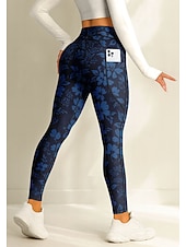 economico Leggings e collant da yoga-Per donna leggings da pilates Pantaloni fitness Leggings da palestra Tasche Bollo Tasche Laterali Pilates Palestra Allenamento in Palestra Pantaloni Collant Leggings Floreale Rosa Rosso Blu marino