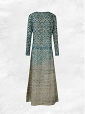 ieftine Rochie boho-Pentru femei Rochie Maxi Rochie A line Rochie de vară Vacanță Casual Boho Zilnic Fit regulat Grafic Geometric Manșon Lung Stil Nautic Negru Maro Deschis Albastru piscină Albastru celest Var