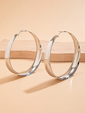 Χαμηλού Κόστους Γυναικείο Σκουλαρίκι-Μεγάλα χρυσά γυναικεία σκουλαρίκια κρίκοι - τολμηρά κοσμήματα για πάρτι, μόδα νυχτερινών κέντρων &amp;ειδικές περιστάσεις