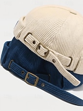 cheap Men's Hats-Men's Corduroy Brimless Beanie Hat, Retro Docker Cap with Adjustable Strap, Casual Streetwear Skullcap for Fall and Winter