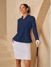 ieftine Colecția de designer-Pentru femei Tricou POLO Bleumarin Manșon Lung Topuri Vestimenta Golf Doamnelor Haine Ținute Poartă Îmbrăcăminte