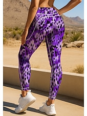 economico Leggings e collant da yoga-Per donna leggings da pilates Pantaloni fitness Leggings da palestra Tasche Bollo Tasche Laterali Pilates Palestra Allenamento in Palestra Pantaloni Collant Leggings Grafico Leopardato grigio