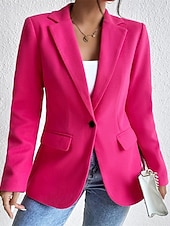 tanie Marynarki i garnitury-Damskie Marynarka Wygodny Kieszeń Guziki Elegancja Moda Na zewnątrz Równina Wyjściowe Codzienne Weekend Guziki jednorzędowe Regularny Klapa Regularny Długi rękaw Odzież wierzchnia Jasnoróżowy Czarny