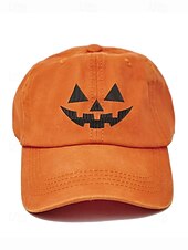billiga Halloween-tillbehör-Unisex halloween pumpa ansikte basebollkeps, avslappnad justerbar jack-o-lantern hatt för fester, festivaler och utomhuskläder
