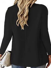 رخيصةأون بليزر وبدلات-نسائي سترة مريح جيب Buttons رسمي سهل رسمي المكتب عمل عادية طوي عادي كم طويل ملابس خارجية أسود أبيض أحمر الخريف الشتاء