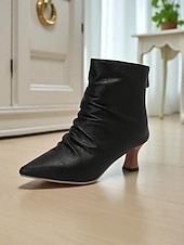 levne Kotníkové boty-Dámské Boty Slouchy boty Práce Denní Kotníkové boty Booties Zip Nízký tenký Palec do špičky Elegantní Módní Umělá kůže Zip Matná černá Zářivě černý Bordó