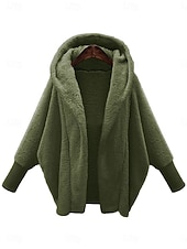 billiga Fleece-fodrade jackor-Dam Vardaglig jacka Bekväm Andningsfunktion Ficka Förstoringar Ledigt Slät Semester Gata Ledigt Dagliga kläder Öppen front Normal Huva Lös passning Långärmad Ytterkläder Svart Vit Rodnande Rosa Vår