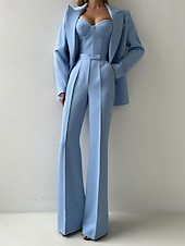 preiswerte Damenanzüge-Damen 3-teilige Anzüge Formell Hochzeitsgast Formeller Abend Elegant Minimalistisch Langarm Knöchellänge Peak Revers Doppelreihig