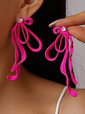 economico Orecchino da donna-orecchini pendenti con nastro colorato da donna e perno di cristallo: gioielli audaci per feste, serate fuori ed eventi di moda