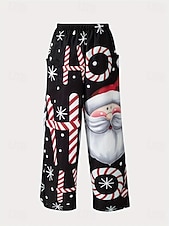 economico gamba larga e vita alta-Per donna Gamba larga Chinos Essenziale Casual Lunghezza intera Vita AltaPantsNatale Grafico Babbo Natale Astratto Fascia Elastica Inelastico Formale Vacanza Streetwear Rosa chiaro Marrone scuro