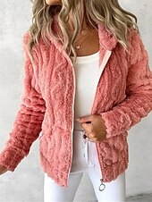 economico Felpe Pelosi-Per donna Giacca in Pile Cappotto Giacca con Cappuccio Caldo Confortevole Cerniera Tasca Moda Moderno Casual Semplice Uscire Weekend Cerniera Regolare Con Cappuccio Vestibilità regolare Manica Lunga