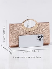 tanie Wesele ACC-Damskie wieczór Bag Torebka wieczorowa Torebka z paskiem na nadgarstek Toby na ramię Skóra PU Impreza Wesele Cekin Łańcuszek Multi Carry Jednokolorowe Srebrny Czarny Szampański