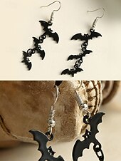 お買い得  ハロウィンアクセサリー-女性用ハロウィンスパイダー＆コウモリドロップイヤリング - コスチュームパーティー、コスプレ、ナイトウェアに最適なゴシックパンク合金製ダングルジュエリー
