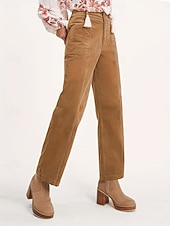 economico Pantaloni a gamba dritta-Per donna Chinos Dritto Moda Streetwear Casual Lunghezza intera Vita Alta Semplice Fascia Elastica Comodo Morbido Confortevole Inelastico All&#039;aperto Streetwear Grigio scuro Nero Marrone Primavera