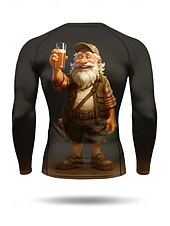 お買い得  トップス-男性用 コンプレッション・シャツ ランニングＴシャツ 3Dプリント 長袖 ベース層 カートゥン 速乾性 ビデオ圧縮 パワーフレックス 吸汗性 ジムトレーニング アクティブトレーニング 運動 スポーツウェア アクティブウェア ブラック