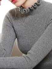 Pentru femei Pulover Plover Șic Stradă Casual Culoare solidă Guler Pe Gât Tricotat Manșon Lung Topuri obișnuite Tricotat Zilnic Ieșire Sfârșit de săptămână Negru Alb Toamnă Iarnă ieftine Culori Solide-Pentru femei Pulover Plover Șic Stradă Casual Culoare solidă Guler Pe Gât Tricotat Manșon Lung Topuri obișnuite Tricotat Zilnic Ieșire Sfârșit de săptămână Negru Alb Toamnă Iarnă