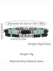 billige Menns smykker-Armbåndssett med natursteinperler til menn, bohemsk lagdelt stretcharmbåndsmykke til fritidsbruk, fester og gaver