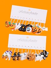 رخيصةأون إكسسوارات الهالوين-أقراط نسائية على شكل قرع وشبح الهالوين - أقراط متدلية لطيفة من الأكريليك لحفلات الهالوين