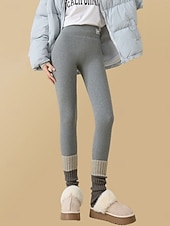 preiswerte Fleece gefütterte Leggings-Damen Fleecehose Leggings Mode Basic Lässig Volle Länge Hohe Taille Einfach Hoher Schnitt Bequem Weich Dehnbar Heim Täglich Hellgrau Dunkelgrau Schwarz Beige Sommer Frühling Herbst Winter Schmale