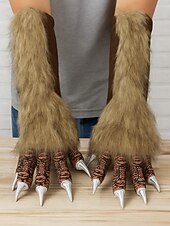 levne Halloweenské doplňky-Pánské halloweenské rukavice s drápy vlkodlaků – dlouhé chlupaté ruce jako monstrum s ostrými konečky prstů pro cosplay, kostýmní večírky a tematické akce