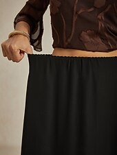 olcso Szoknyák-Női Szoknya Elegáns Maxi Magas derék Szoknyák Többrétegű Mikroelasztikus Fekete Nyár Sifon