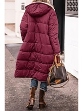 ieftine Parka casual-Pentru femei Palton de iarnă Geaca matlasata Rezistent la Vânt Cald Buzunar Deschis frontal Epocă Zilnic Casual Simplu Cadouri de Crăciun Vacanță Casual Zilnic Deschis frontal Lung Capișon Fit regulat
