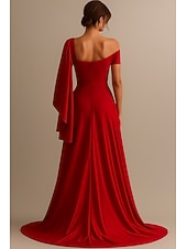 preiswerte A-Linie Abendkleider-A-Linie Abendkleid Elegant Formelle Kleidung Formell Hochzeit Bodenlang Dreiviertelarm Schulterfrei Tasche Stretch Satin mit Gerafft 2025