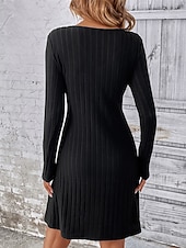 abordables Robes pull-Femmes Mini Robe Robe Décontractée Élégant Mode Moderne Extérieur Quotidien Sortir Coupe régulière Uni manche longue Col ras du cou Noir Printemps Automne
