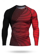 Недорогие Футболки и майки для бега-Муж. Футболка для бега Спортивная рубашка Фитнес-рубашка Рубашка тренировки Беговой верх Длинный рукав Футболка Футболка Геометрический принт UPF 50 Устойчивость к УФ Мягкий Впитывает пот и влагу