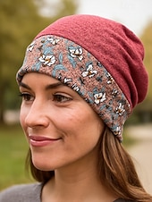 baratos Chapéus Femininos-gorro feminino com estampa floral, boné elástico e macio para uso casual, atividades ao ar livre e cobertura para cabeça para quimioterapia