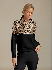 billiga Kvinnors golfkläder-Dam Pullover-tröja Brun Långärmad Överdelar Golfkläder för damer Kläder Outfits Bär kläder