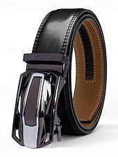 Herrebelte i ekte skinn med bilspenne – luksuriøst automatisk skrallebelte til dress for forretnings-, fritids- og formell bruk billige Belter for menn-Herrebelte i ekte skinn med bilspenne – luksuriøst automatisk skrallebelte til dress for forretnings-, fritids- og formell bruk