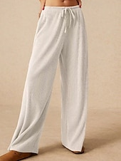 economico gamba larga e vita alta-Per donna Culotte Gamba Larga Gamba larga Chinos Vacanza Vintage Streetwear Lunghezza intera Vita media Semplice Tasca Design con Coulisse Elastica Comodo Micro-elastico Alta elasticità All&#039;aperto