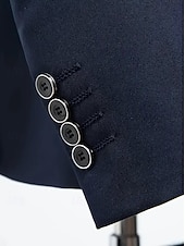 voordelige Bruiloftspakken-Heren Bruiloft Trouwpakken Ingesneden revers Zwart Bordeaux Jurken Effen Standaard pasvorm 3-delige set Enkele rij knopen met twee knopen