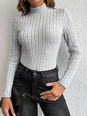 olcso Egyszerű póló-Női Blúz Fodrozott Tömör szín Stílusos Alkalmi Hosszú ujj Magasnyakú Normál felsők Napi Fekete Égszínkék Poros kék Khakizöld Szürke Tavasz Ősz Tél