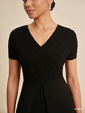 halpa haalari-Nainen Rento mekko Musta Lyhythihainen Lyhyt hiha Tavallinen Kesä Kaikki vuodenajat V kaula-aukko Pyöreä kaula-aukko Moderni S M L