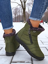 economico Stivali di neve e inverno-stivali da neve invernali caldi da donna con fodera in pelliccia sintetica e cerniera laterale, stivaletti antiscivolo impermeabili per l'uso all'aperto