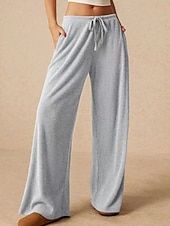 economico gamba larga e vita alta-Per donna Culotte Gamba Larga Gamba larga Chinos Vacanza Vintage Streetwear Lunghezza intera Vita media Semplice Tasca Design con Coulisse Elastica Comodo Micro-elastico Alta elasticità All&#039;aperto
