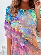 Pentru femei Tricou Ombre Floral Grafic Epocă Stilat Clasic Manșon Lung Stil Nautic Rotund Topuri obișnuite Zilnic Imprimeu Albastru piscină Mov Curcubeu Primăvară Toamnă Iarnă ieftine tricou Art & Design-Pentru femei Tricou Ombre Floral Grafic Epocă Stilat Clasic Manșon Lung Stil Nautic Rotund Topuri obișnuite Zilnic Imprimeu Albastru piscină Mov Curcubeu Primăvară Toamnă Iarnă