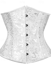 billiga Korsetter-Dam Shapewear Mode Ljuv Ren färg Öppen rygg Semester Fest Gata Ärmlös Korsett Vit Rubinrött Beige Vår Höst Skräddarsydd passform