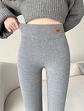 זול leggins עם ריפוד פליס-בגדי ריקוד נשים מכנסי פליסה חותלות אופנתי סגנון רחוב יום יומי באורך מלא מותניים גבוהים אחיד גזרה גבוהה נוח רך סטרצ&#039;י (נמתח) חופשה יומי אפור כהה שחור אפור סתיו חורף גזרה צרה