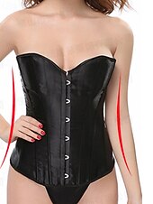baratos Espartilhos-Mulheres Corset Shapewear Cincher Cintas Corpete Sexy Moda Sensual Cor imaculada Hem irregular Frente Única Férias Rua Encontro Sem Manga ombro frio Preto Branco Primavera Outono Moderno